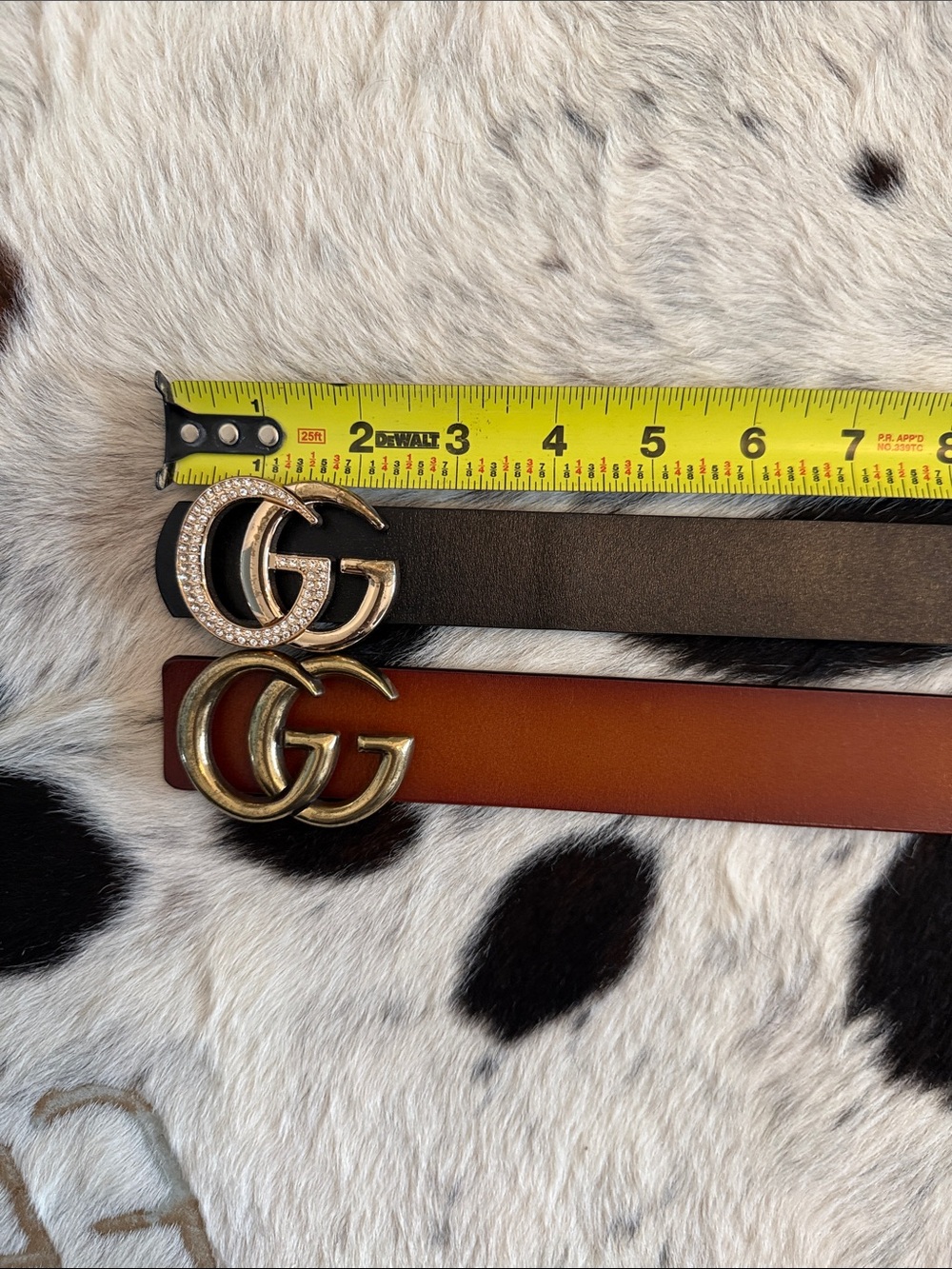 Interlocking Double-G Style Leather Belt - Black & Brown